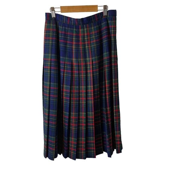 Vintage Talbots Petite Collection Pleated Plaid Wool Skirt Size 8 - Picture 1 of 9